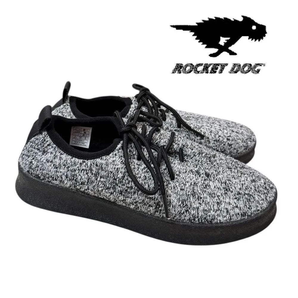 NEW Rocket Dog Gummy Troop Black & Grey Flecked Fabric Comfort Sneakers 6.5